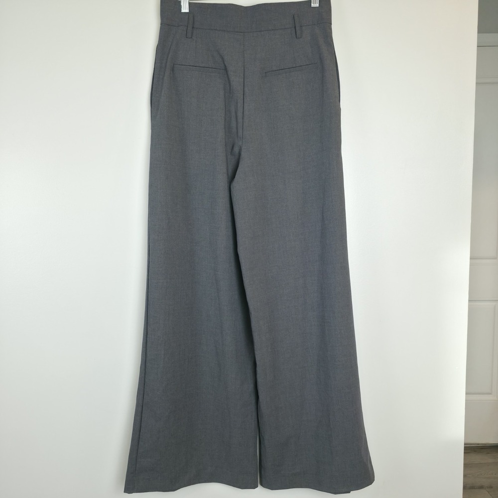 ZARA WOMAN Gray High Rise Paperbag Waist Wide Leg Ankle Dress Pants Sz Small.E43 - Picture 2 of 11